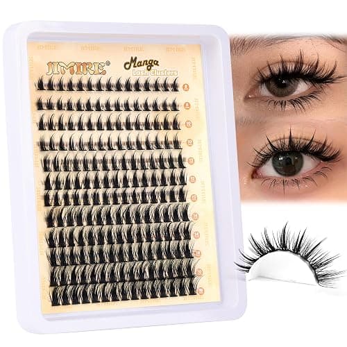 JIMIRE Wispy Lash Clusters Extensions 180Pcs Anime Eyelash Clusters D-Curly Manga Lashes Clusters Natural Look 8-16MM Cluster Eyelash Extensions Individual Lash Extension Pack - Image 1