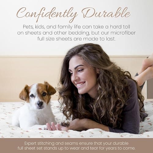 Linen Market Double-Brushed Patterned Microfiber Full Sheet Set 4 Piece – Oeko-TEX Certified Ultra Soft & Wrinkle-Free - 16" Deep Pocket Sheets - Easy Care Full Size - Soft Floral Pink thumbnail 7