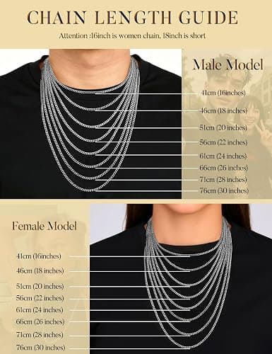Jstyle 3.5mm Stainless Steel Cuban Link Chain Necklace for Men Women | Non Tarnish Neck Chains for Men, 316L Stainless Steel, Mens Jewelry Accessories Gifts, 16/18/20/22/24/26 Inch thumbnail 6