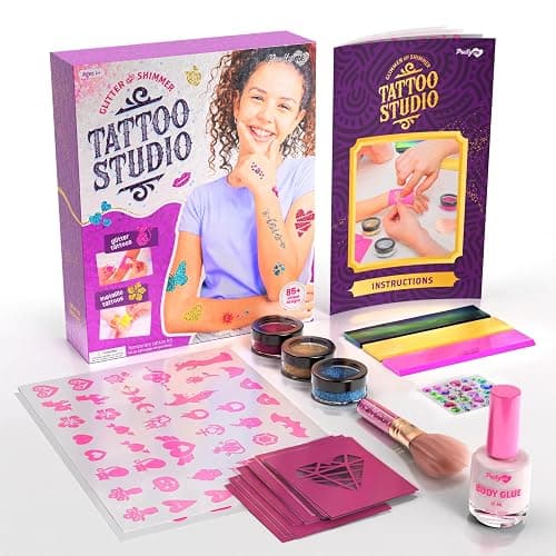 Pretty Me Glitter Tattoo Kit for Kids - Glitter & Metallic Fake Tattoos for Girls - Birthday Gift Ideas for Girl - Temporary Tattoo Set - Craft Kits Toys for Ages 6 7 8 9 10 11 Year Old - Cool Gifts thumbnail 9