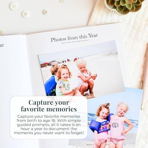 Childhood Memory Book - Elegant Memory Book For Kids Till Age 18 W/Guided Prompts, Space for Photos & More - Childhood Memory Journal (175 Pages, Cream) thumbnail 3