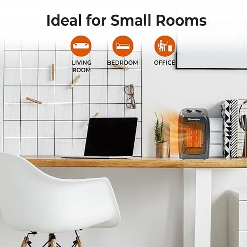 Comfort Zone CZ442E Personal Energy Save Ceramic Heater - 1500W Portable with Adjustable Thermostat, Tip-Over Switch & Overheat Protection, Black thumbnail 5