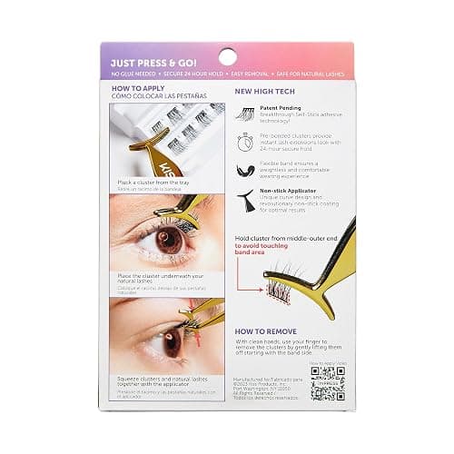 KISS imPRESS Falsies Self Adhesive Eyelashes, Press On Lashes, 12mm-14mm Glam Volume Lashes, Black, No Glue Needed, Invisible Band, 36 Lash Clusters & Non-Stick Applicator - Voluminous thumbnail 2