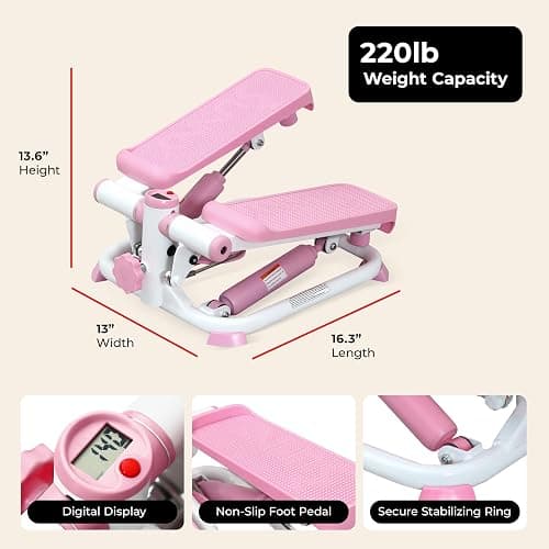 Sunny Health & Fitness Mini Steppers with Digital Monitor and Resistance Bands, Compact Low-Impact Cardio Machines for Home Workouts thumbnail 6