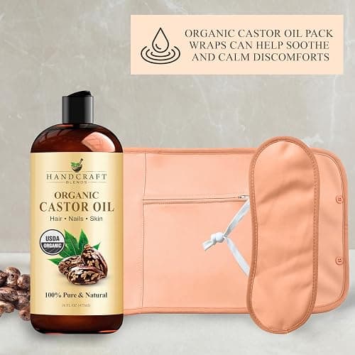 Handcraft Blends Castor Oil Pack Wrap - Organic Castor Oil 16 oz with Reusable Wraps - Durable Comfortable Pack Wraps for Neck and Stomach with Adjustable Elastic Straps thumbnail 6