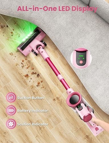Dzaki Cordless Vacuum Cleaner, Stick Vacuum with Smart LED Display, 50KPA 55Mins Vacuum Cleaners for Home, Powerful Suction, Anti-Tangled Lightweight Rechargeable Vac for Pet Hair, Carpet, Hard Floor thumbnail 3