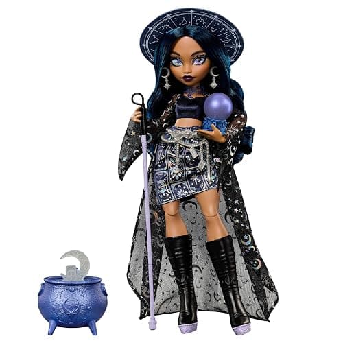 Monster High Doll, Moonspell Magic by Monster High Claire de Luna | Clairvoyant Witch in Blue Clothes with Cauldron Surprise & Accessories like Crystal Ball, Hat & Spellbook, JMB89 - Image 1