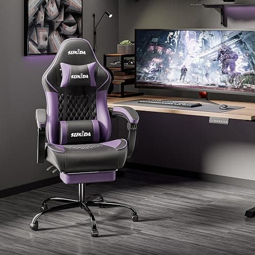 Ergonomic Video Gamer Chairs Gaming Computer Chair Gamer Chairs for Adults Massage Lumbar Support Swivel Height Adjustable Headrest Backrest thumbnail 2