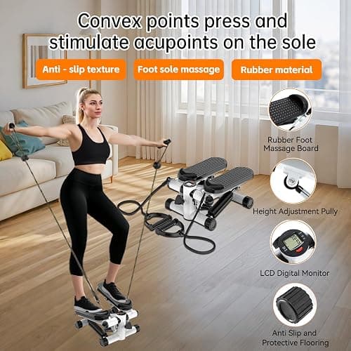Steppers for Exercise at Home, Mini Stepper with Resistance Bands - Quiet, 360LBS Weight Capacity Portable Stair Stepper for Buttocks Lifting & Body Shaping, Compact Fitness Stepper for Small Spaces thumbnail 6
