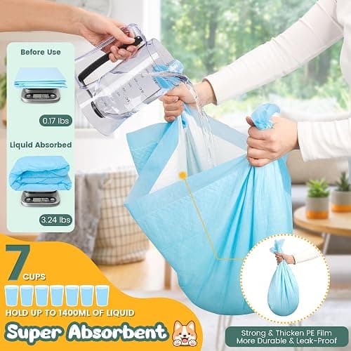 60 Count Extra Large Dog Pee Pads 28" x 34", Super Absorbent X-Large Puppy Pads Disposable Dogs Training Pads, Quick Drying Leak-Proof Dog Potty Pads for Doggies Puppies thumbnail 4