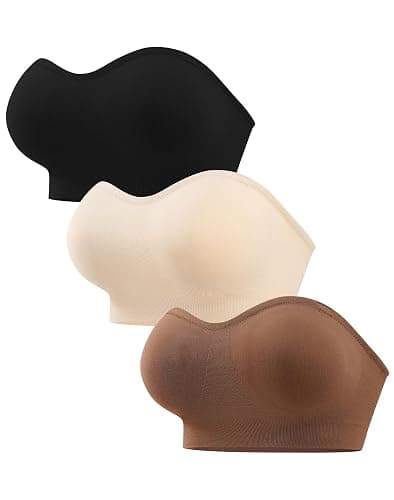 ANGOOL Strapless Bras for Women Wirefree Non-Slip Tube Top Invisible Bralette Seamless Padded Bandeau Bra - Image 1