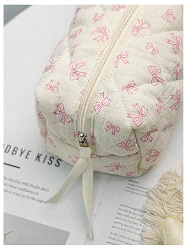 Floerns Women's Y2k Bow Cute Makeup Bag Zipper Closure Portable Cosmetic Toiletry Bags Pink Bow One Size thumbnail 5