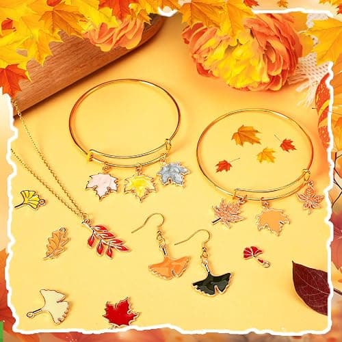 MARFOREVER Maple Leaf Charm, 120Pcs Fall Leaf Charms for Jewelry Making, Thanksgiving Day Charms Autumn Enamel Pendant for DIY Bracelet Necklace Earrings Crafts Gifts for Women Girls thumbnail 5