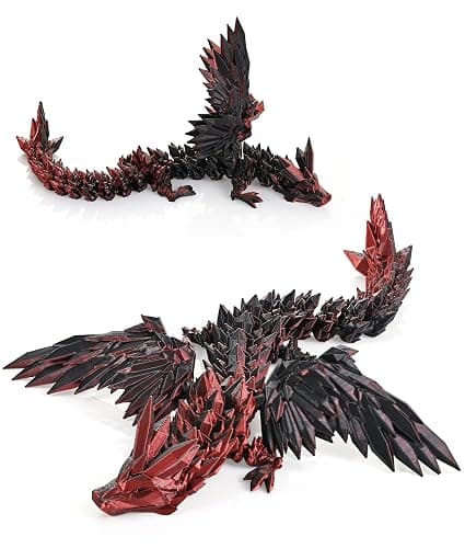 GemmiCho 3D Printed Dragon with Wings, 11" 3D Printed Dragon Toys for Kids, 3D Dragon for Stress Relief, Surprise Animals Figurines Fidget Dragon Toys for Boys Kids Teen 5-7 4-6 8-12 - Image 1