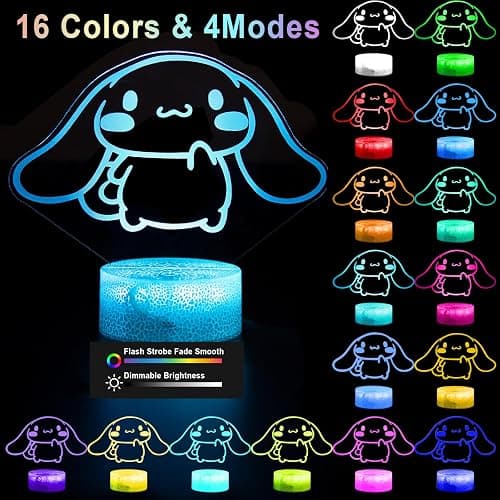KIEAL 16 Colors Cartoon Night Light, Anime Charater Change Decor Lamp with Remote, Dim, Timer,Fans Kids Gifts for Christmas Birthday Boys Girls thumbnail 3