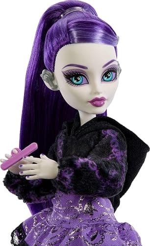 Monster High Self-Scare Secrets Spectra Vondergeist Doll and Accessories Set with 13 Realistic Surprises Like Manicure Kit and Record Player thumbnail 2