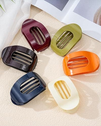 Secroma 6 PCS Flat Hair Clips for Women, French Medium Non Slip Claw Clips | Minimalist Glossy Design with Strong Grip for Thick Thin Hair, Keeps Hair Secure for Low Buns, Updos and Everyday Styling thumbnail 9