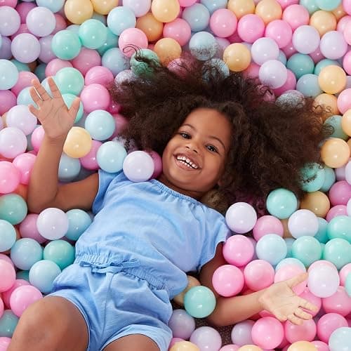 Amazon Basics BPA Free Crush-Proof Plastic Ball, Pit Balls with Storage Bag, Toddlers Kids 12+ Months, Pack of 400 Balls, 6 Pastel Colors - 400 Balls - 6 Pastel Colors thumbnail 8