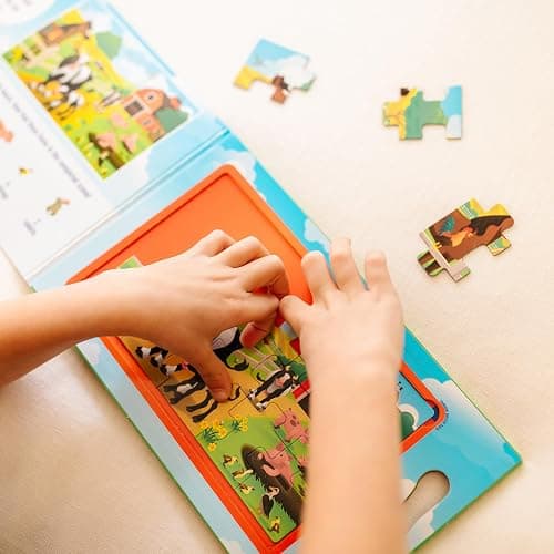 Melissa & Doug Take-Along Magnetic Jigsaw Puzzle Set – On the Farm (2 x 15 Piece) Travel Activity Toy for Preschoolers and Kids Ages 3+ - FSC Certified thumbnail 2