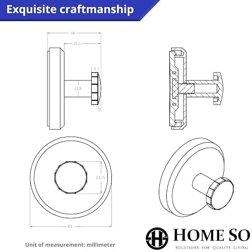 HOME SO Suction Cup Hooks for Shower, Bathroom, Kitchen, Glass Door, Mirror, Tile – Loofah, Towel, Coat, Bath Robe Hook Holder for Hanging up to 15 lbs – Waterproof, Matte Brushed Satin Gold (2-Pack) thumbnail 7