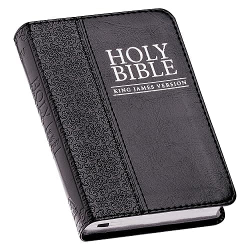 KJV Holy Bible, Mini Pocket Size, Black Faux Leather w/Ribbon Marker, Red Letter, King James Version - Image 1