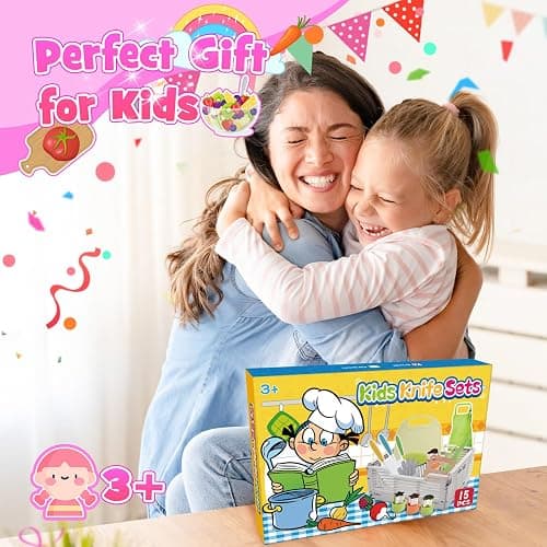 Montessori Toys for 3 4 5 6 7 8 9 10 Year Old Girls Boys Birthday Gifts,Kids Kitchen Knife Set for Real Cooking & Apron and Glove,Toddler Knife Set, Learning Toys thumbnail 8