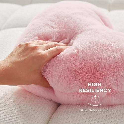 YRXRUS Heart Pillows, Love Heart Shaped Pillow, Small Cute Pink Heart Pillows for Gifts, Faux Rabbit Throw Pillows for Her, Kids, Girls Home Decoration, 10X11 Inch thumbnail 4