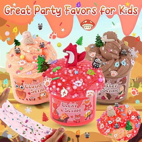 LAWOHO 6-Pack Forest Animal Slime Kit for Kids, Clear Butter Cloud Gift Set | Animal add-ins, 360ml total, party favors, goodie bag stuffers, Easter basket fillers and sensory toys for kids ages 4-10 thumbnail 3