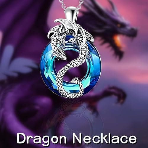 Unified Jewellery Cool Dragon Pendant Necklace for Men and Women, Zinc Alloy Fantasy Dragon Jewelry with Blue Crystal, Lovers' Holiday Accessory B149 thumbnail 4