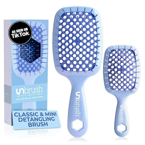 FHI Heat - UNbrush Detangling Brush Combo Pack — Original & Mini UNbrush Hairbrush for All Wet/Dry Hair Types — DuoFlex Anti Static Hair Brush, Vented Detangler Brush for Pain-Free Styling - Image 1