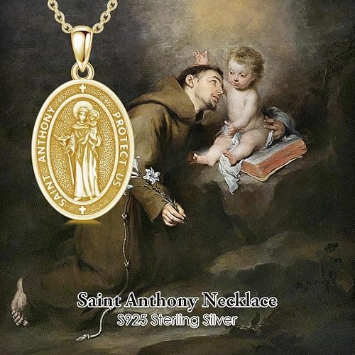 PELOVNY Protection Necklace 925 Sterling Silver St Anthony Francis Joseph Peregrine Raphael Sebastian Medal I Can Do All Things Through Christ Patron Saint Jewelry Christian Gifts for Men Women thumbnail 2