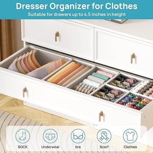 Vtopmart 12 Pack Kleiderschrank Organizer, Faltbare Schrank Organizer Kleiderschrank, Aufbewahrungsbox Stoff für Babykleidung, Unterwäsche, Socken thumbnail 4