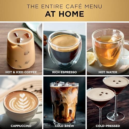 Ninja Luxe™ Café Pro designed by David Beckham, Espresso Machine, Drip Coffee, Cold Brew, Hot Water, Integrated Tamper, Built-in Grinder, Hands-Free Frother for Lattes & More, Black/Gold, ES771BK thumbnail 6