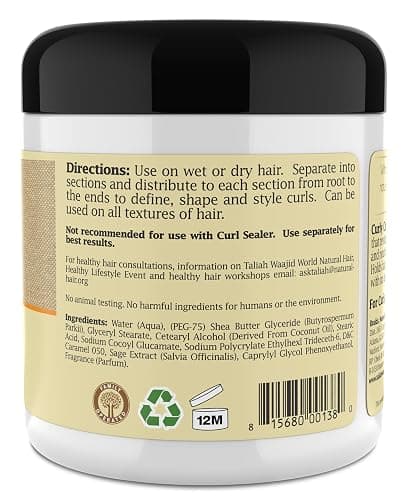 Taliah Waajid Curls Waves Natural - Curly Curl Cream | Extreme Curl Definition Hair Styling Gel | No Build-up or Frizz | 100% Paraben Free | Shea Butter & Sage - 6oz thumbnail 4