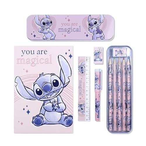 Disney Kids Lilo & Stitch Pencil Case with Colouring Pencils Art Supplies Stationery Supplies Gift Set - Image 1