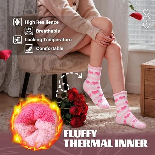 Anlisim Fuzzy Socks for Women, Soft Comfy Cozy Fluffy Thick Winter Warm Fleece Slipper Socks thumbnail 7