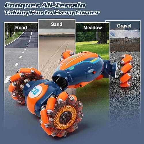 Gesture Sensing RC Stunt Car - Boys Girls Toys Age 6-8-12, 4WD Hand Controlled Remote Control Twist Car with Light & Music,Cool Birthday presents and Ideas Gifts for Kids Age 6 7 8 9 10 11 12 YearsOld thumbnail 4