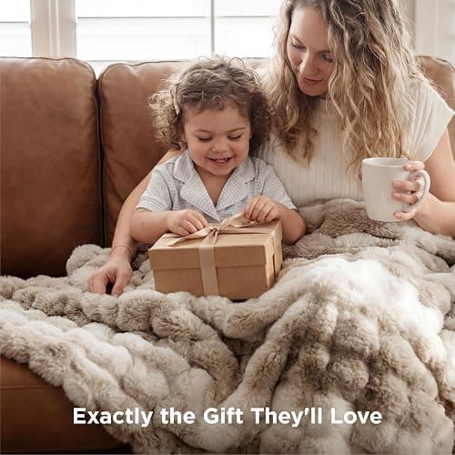 Bedsure Soft Fluffy Faux Fur Throw Blanket for Couch Cozy Gifts for Women, Fuzzy Fleece Bubble Blanket for Sofa Chair, Tie Dye Taupe Cloud Throw Coloring Bed Cover, Brown Thick Warm Plush Fall Bedding thumbnail 6