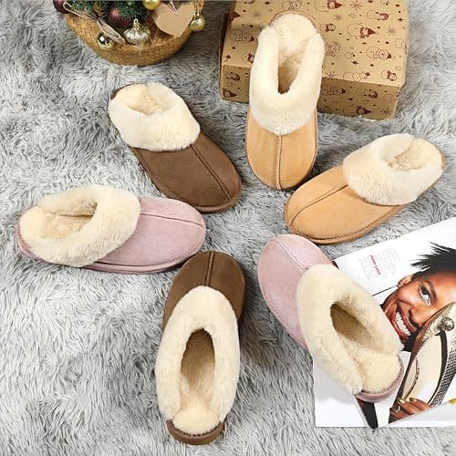 Nuhaus Women's Fuzzy Slippers, Warm and Cozy Slip On Fluffy Winter House Shoes for Women, Comfy Faux Suede Ladies House Slippers Indoor and Outdoor with Memory Foam thumbnail 6