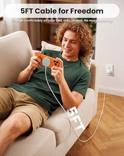 MagSafe Charger [Apple MFi Certified] for iPhone 17/16/15/14/13/12 & Airpods, 15W Fast Magnetic Wireless Charging Pad with 20W USB-C Adapter, Strong Magnetic, 5FT Cable,Ideas for Home Office & Travel thumbnail 7