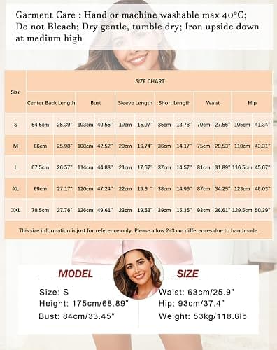 Vlazom Damen Satin Schlafanzug Kurzarm Satin Pyjama Set mit Knopfleiste Zweiteiliger Hausanzug thumbnail 5