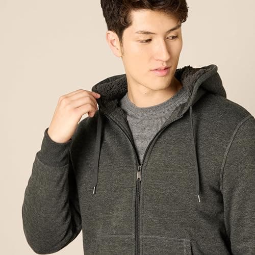 Amazon Essentials Hoodie For Men, Sherpa-Lined Full-Zip Fleece Sweatshirt thumbnail 3