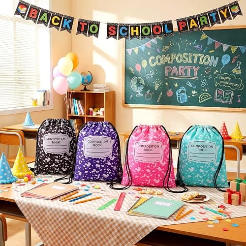 Aliceset 20 Pack Graduation Gift Drawstring Bags Bulk, 12x10 Inch Composition Goodie Gift Backpack, Kindergarten Preschool Sacks for Kid Back to School Birthday Party Favors Supplies thumbnail 2