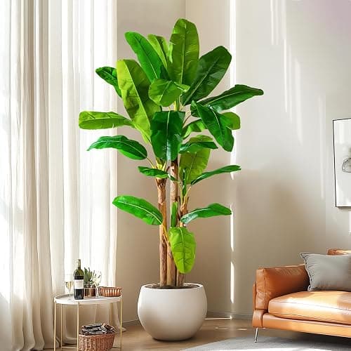 Erimda 8.2FT Artificial Banana Tree Tall Fake Banana Leaf Plant Faux Banana Silk Tree Faux Banana Leaves for Home Swimming Pool Indoor Outdoor Patio Tropical Decor thumbnail 6