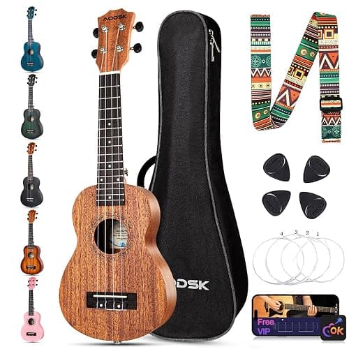 AODSK Soprano Ukulele for Beginner 21 Inch Ukelele with Gig Bag Strap Nylon String 4 Picks Holiday Gift - Image 1