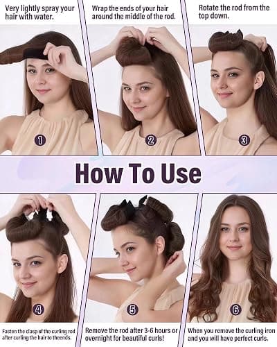 Heatless Hair Curler Overnight Curls-3 Pcs No Heat Curling Blowout Rod to Sleep In,Hair Rollers with Satin Scarf thumbnail 6