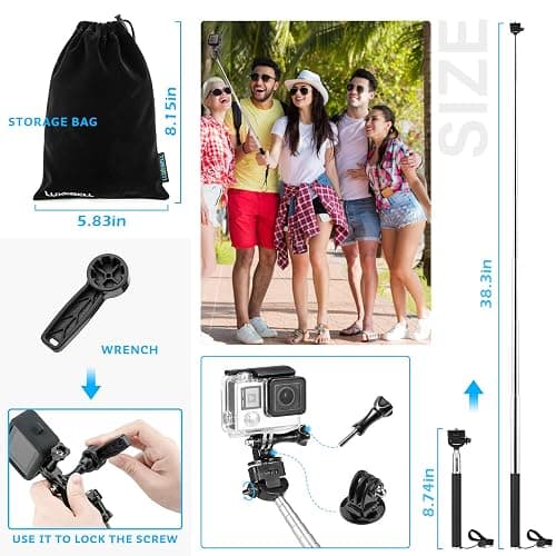 Luxebell Accessories Kit for AKASO EK5000 EK7000 4K WiFi Action Camera GoPro Hero 12 11 10 9 8 7 6 5/Session 5/Hero 4/3+/3/2/1 Max Fusion SJ4000 SJ5000 (14-in-1) thumbnail 6