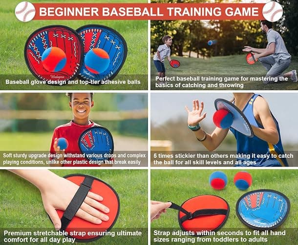 Toss and Catch Ball Game, Kids Toddler Baseball Glove & Catch Ball Toys, Kids Outdoor Games for Family, Toys for Beach Yard Outside, Birthday Christmas Gift for Ages 3 4 5 6 7 8-12 Year Old Boys Girl thumbnail 7