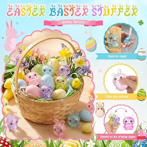 Halloscume 12 Pcs Bunny Squeeze Stress Balls Built-in Sequins Glitter Mental Health Month Basket Stuffers Slow Rising Fidget Bunny Balls Stress Relief for Easter Party Favor Birthday Rabbits Gift thumbnail 4