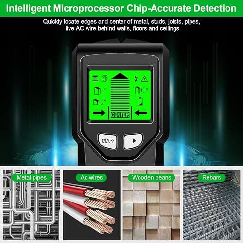 Stud Finder - 5 in 1 Pipe Locators w/Smart Chip and HD LCD Display, Stud Detector Wall Scanner for the Center and Edge of Wood AC Wire Metal Studs Joist thumbnail 2